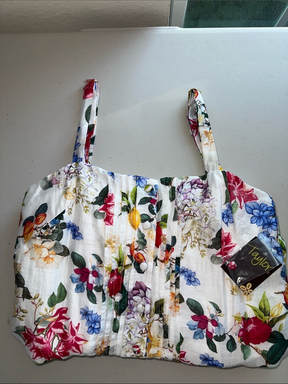New Taylor White Floral Mini Dress with Multicolor Blooms Size 8 - Picture 12 of 12